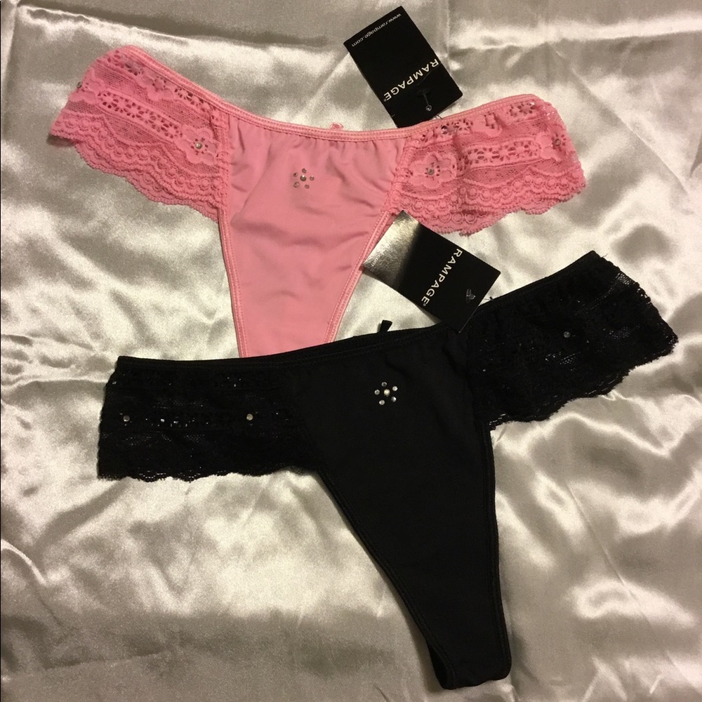 2 pair crystal embellished thongs ~ Sz S